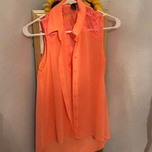 Sheer button down tank top